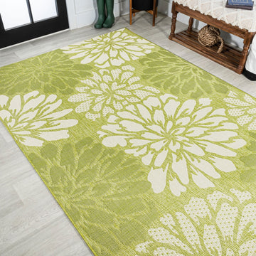 Zinnia Modern Floral Textured Weave Indoor/outdoor Area Rug